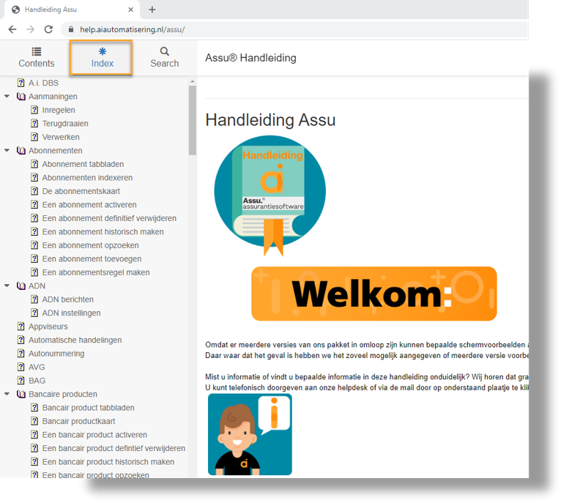 index handleiding